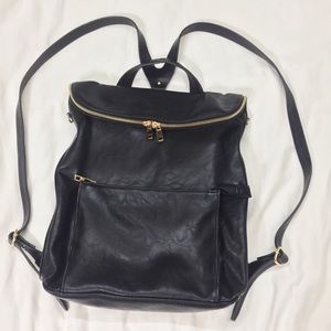 Faux Leather Black Backpack